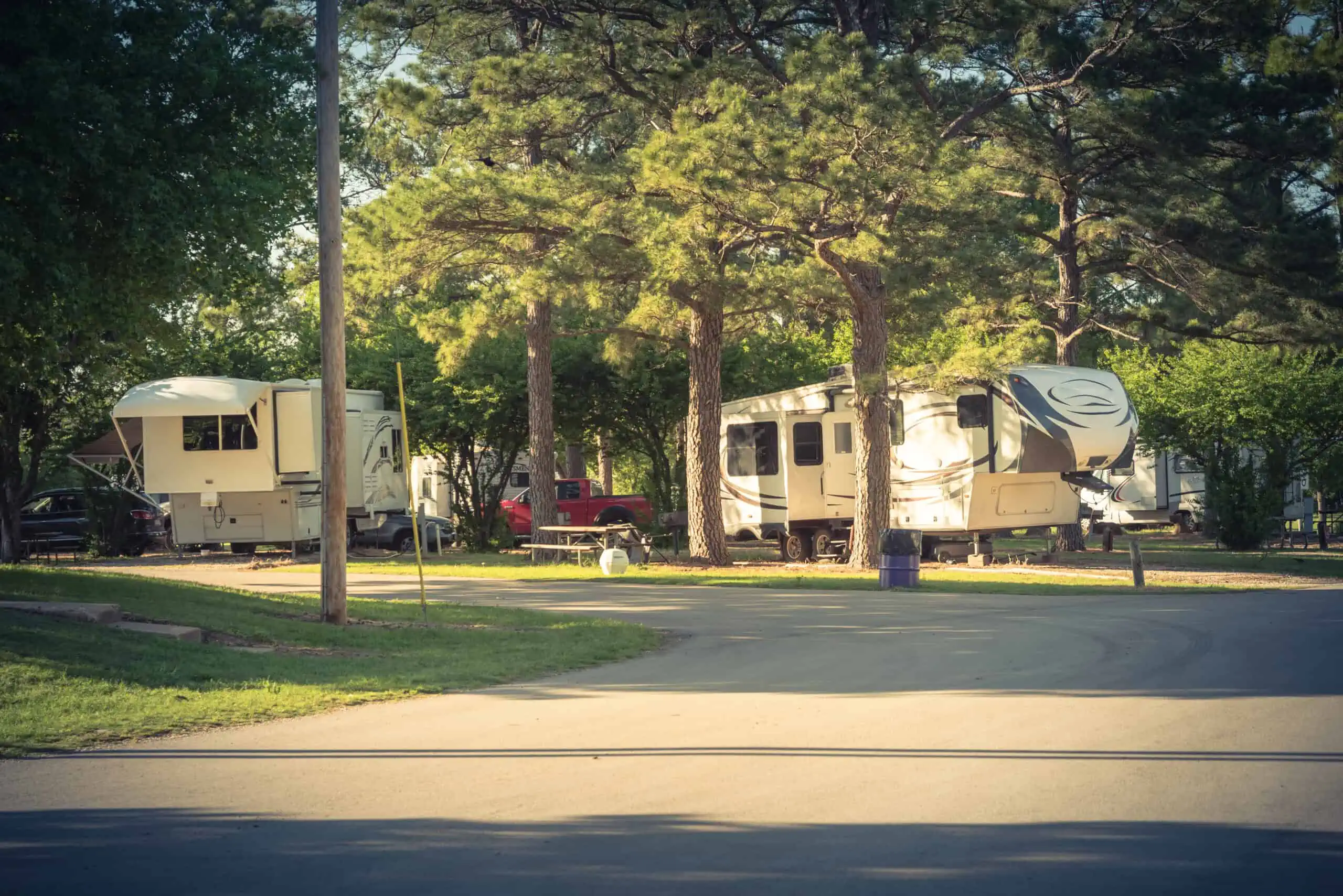 Filtered image recreational vehicles RV and camper park near Dallas, Texas